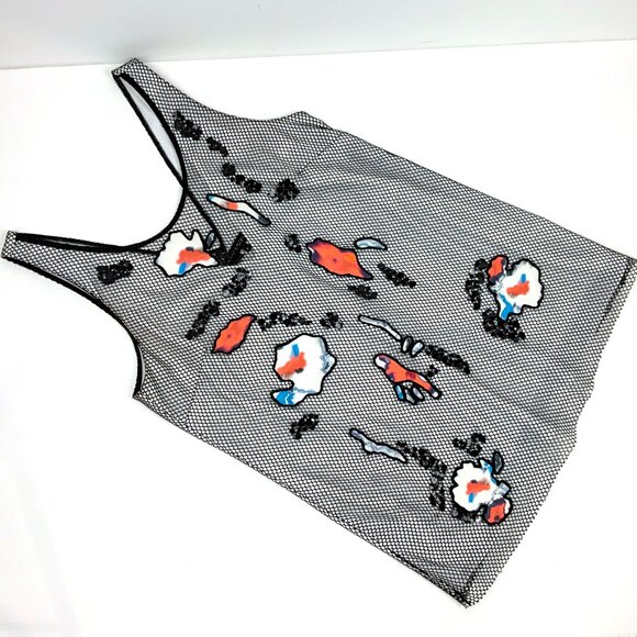 Sachin + Babi Black Mesh Sleeveless Top Abstract Patches & Sequins Medium - Picture 16 of 16